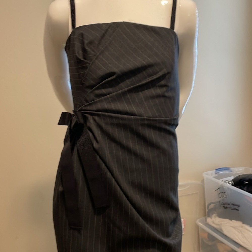 D&G Grey Pinstripe Strapless Look Gathered Ruched Waist Pencil Dress IT42 NWOT 6 - Picture 5 of 17